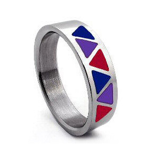 Pride Shack – Bi Pride Triangle Flag Steel Ring – Bisexual LGBT Pride Jewelry