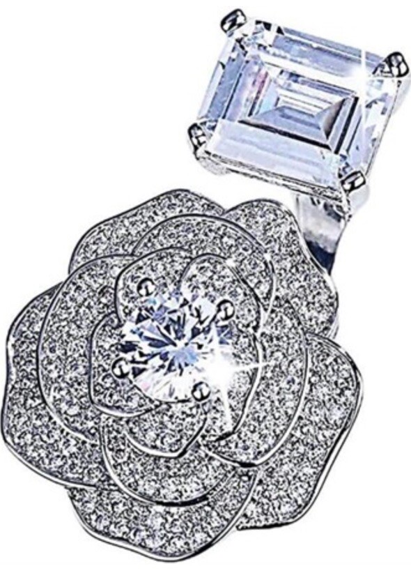 ✨Unique 2.50ct White Sapphire Open Rose Adjustable Ring SZ 5-10✨