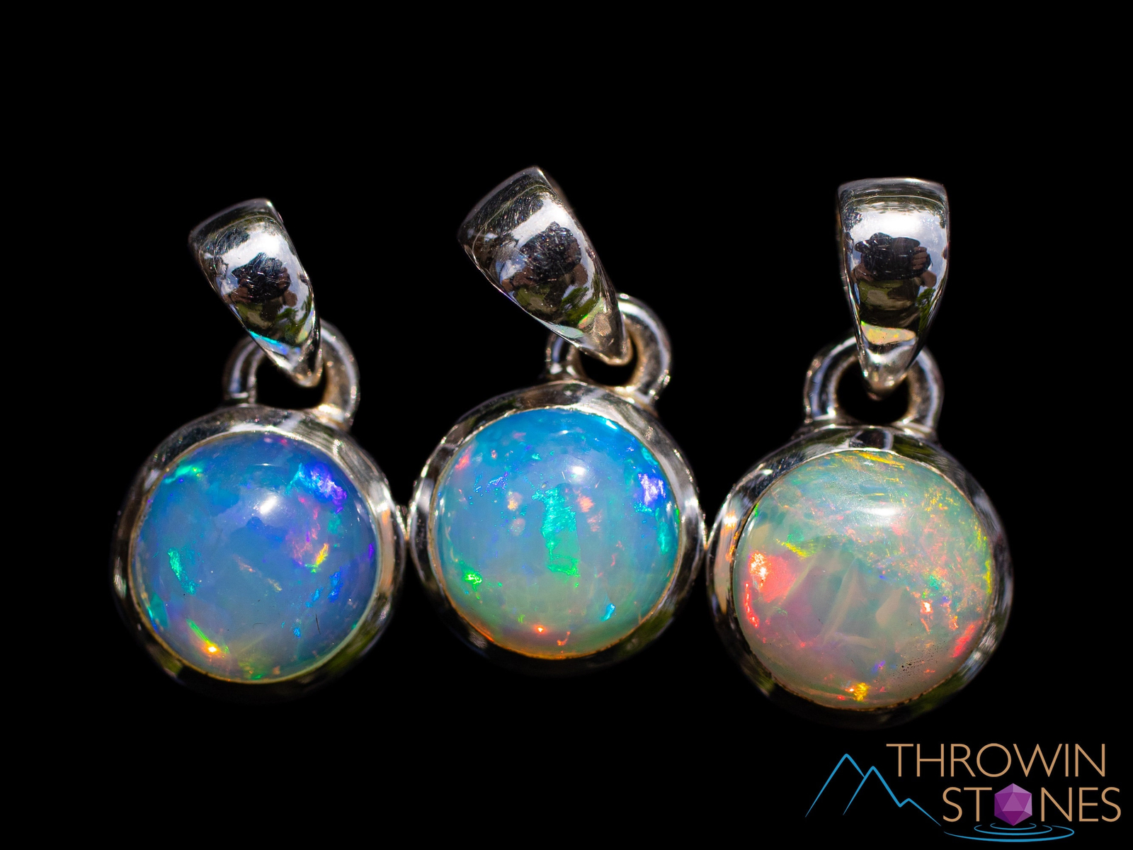 OPAL Pendant – Sterling Silver, Round – Birthstone Jewelry, Necklace, E1877