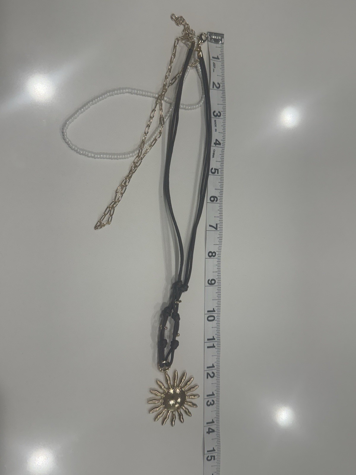 Free People Layered Sun Pendant Necklace Brown Cord Gold Boho Adjustable