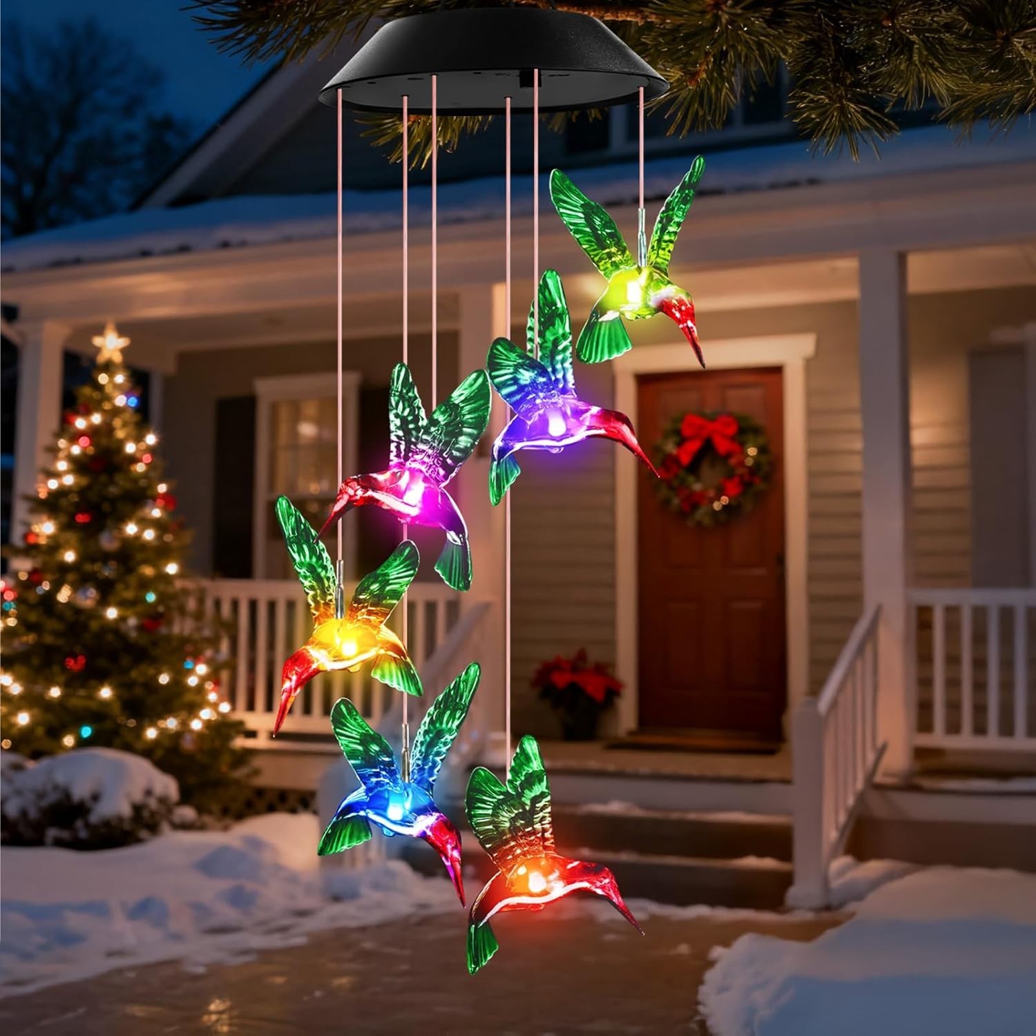 Elegant Color-Changing Hummingbird Wind Chimes – Ideal Gift for Any Occasion