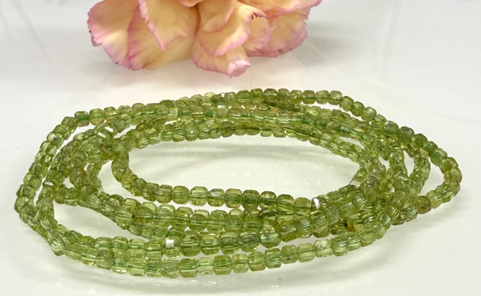 Wholesale lot 6 Pcs 4mm Natural Faceted Peridot Crystal Stretch Bracelet 7”