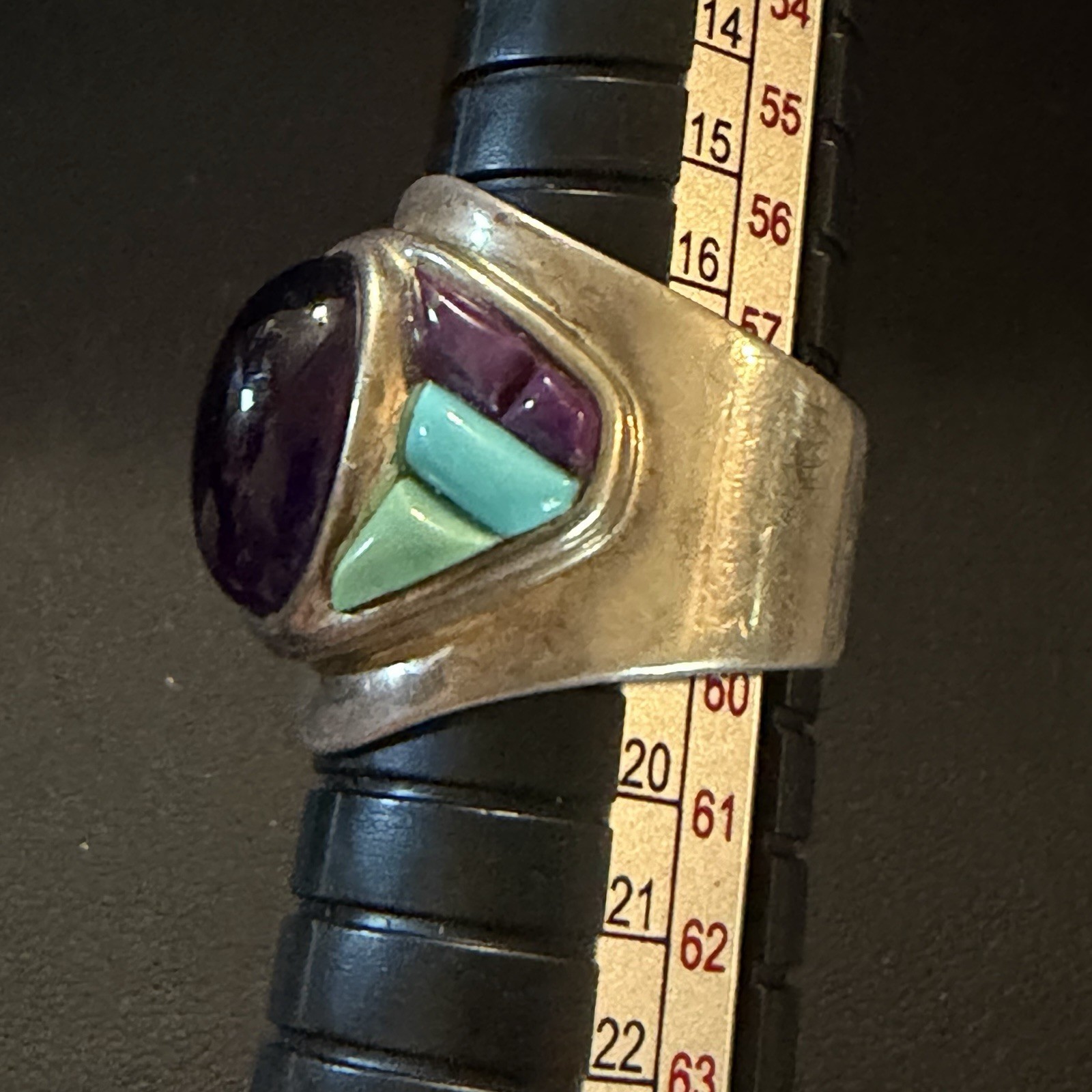 Vintage DTR JAY KING SILVER 925 TURQUOISE & AMETHYST RING SIZE 8.5 10.8g