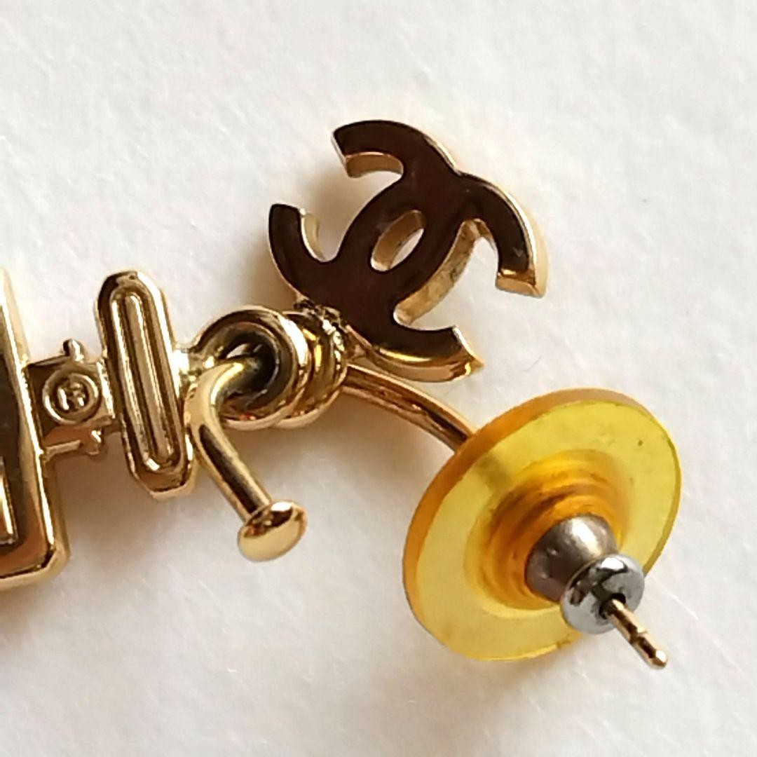 CHANEL No.5 Perfume Bottle Earrings Gold Coco Mark Swing Pendant Jewelry #201