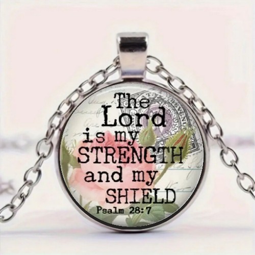 Bible Verse Design Round Glass Pendant Necklace