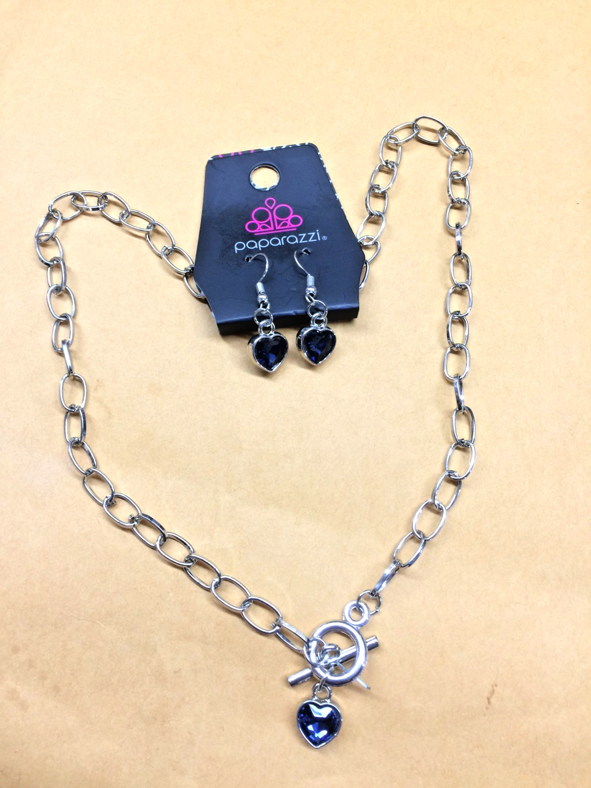 Paparazzi Earring and Necklace Set Royal Blue Heart Jewelry NWT!
