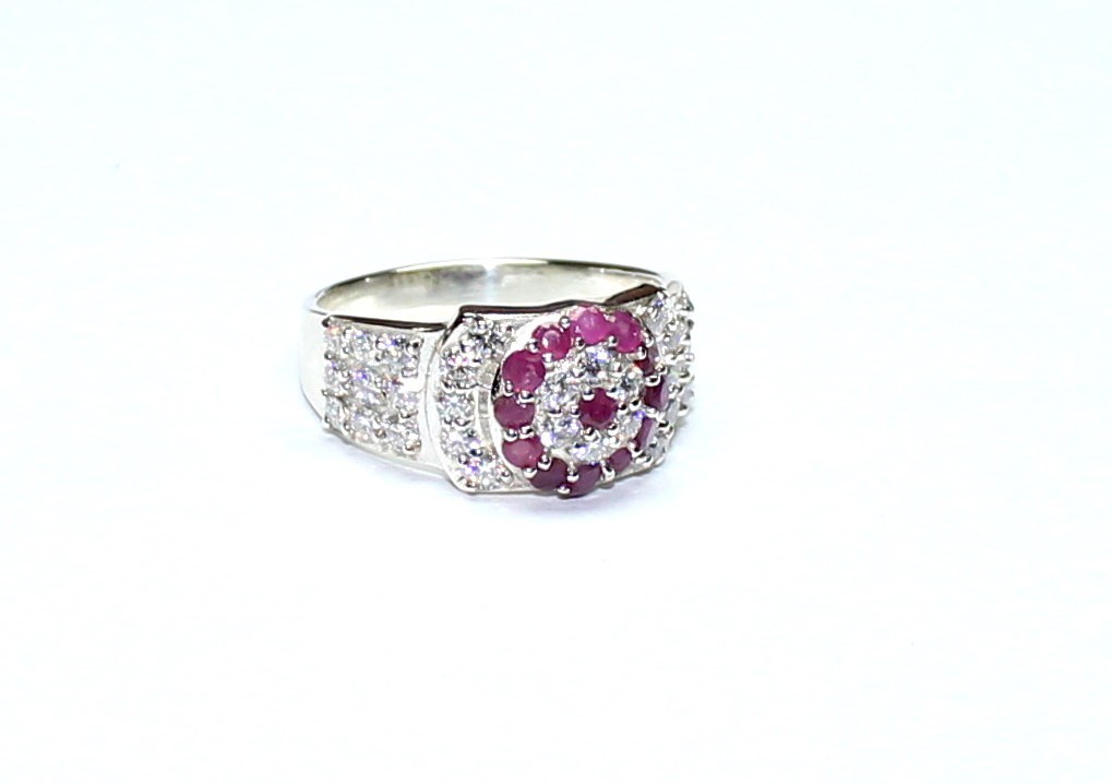 Burmese Ruby Ring, Natural Gemstone With Sparkle Moissanite 925 Silver Jewelry