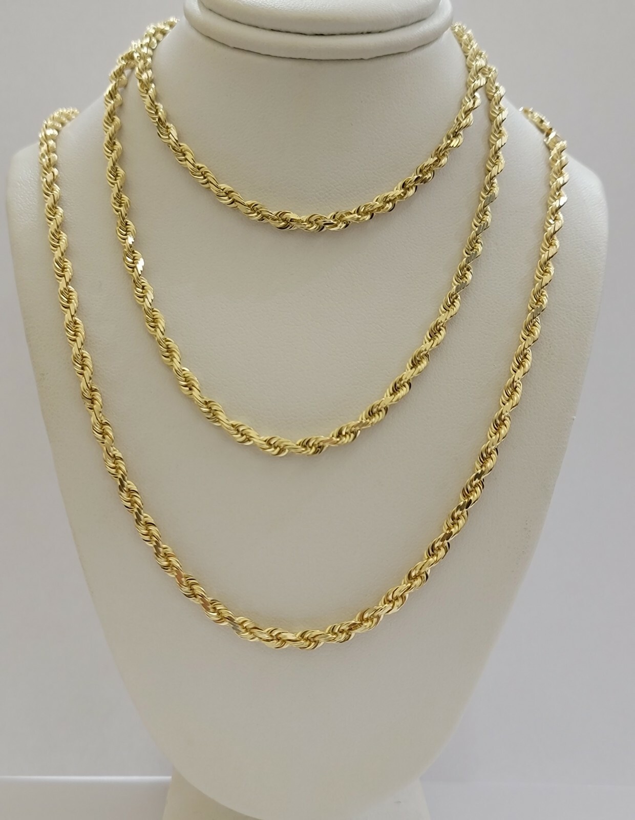 Real Solid 10k Gold Rope Chain Necklace 4mm-10mm Diamond Cut 18″-30″ For Pendant