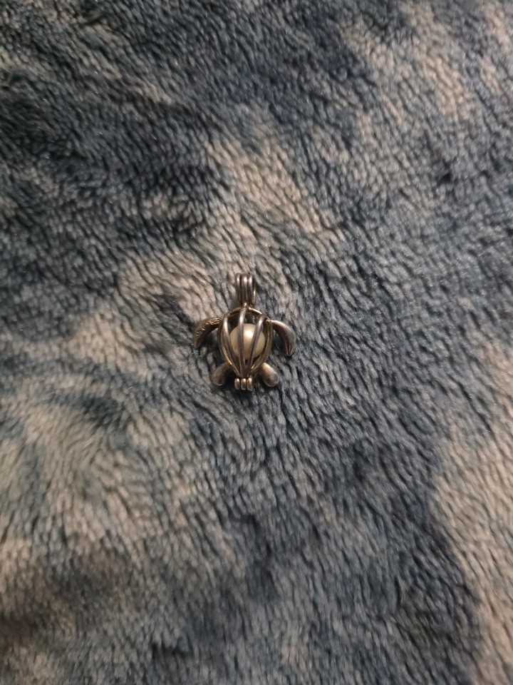 Turtle Sandy – Silver Plated – Locket Pearl Cage Pendant includes 6mm 7mm Pearl