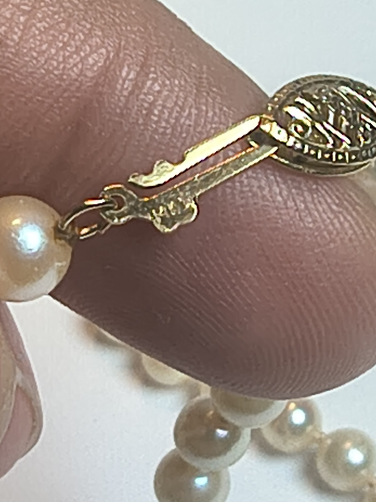 Vintage 14K Yellow White Gold Diamond Pearl Strand Necklace Peoples Jewelry Box