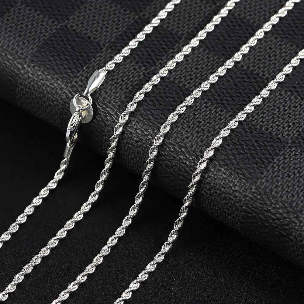 Rope Chain Necklace 925 Sterling Silver 2-4mm 40-60cm Lobster Clasp Jewelry