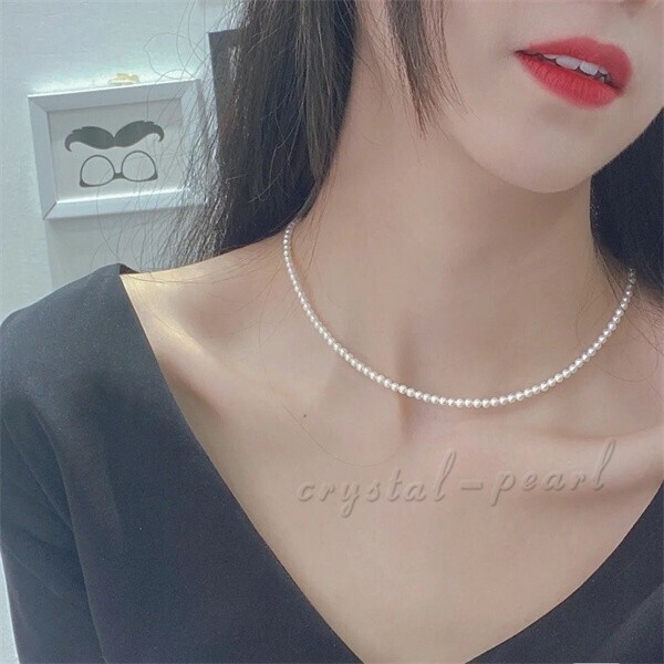 Mini AAA 2-3mm White Akoya Pearl Necklace 16inch 14k Gold Clasp