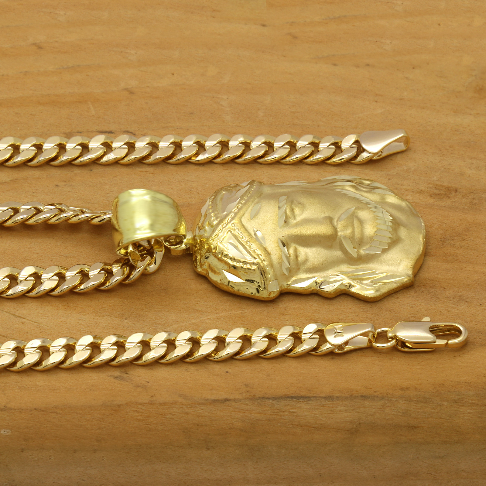 Mens 18k Gold Plated Hip Hop JESUS Pendant 5mm 24″ Cuban Necklace Chain