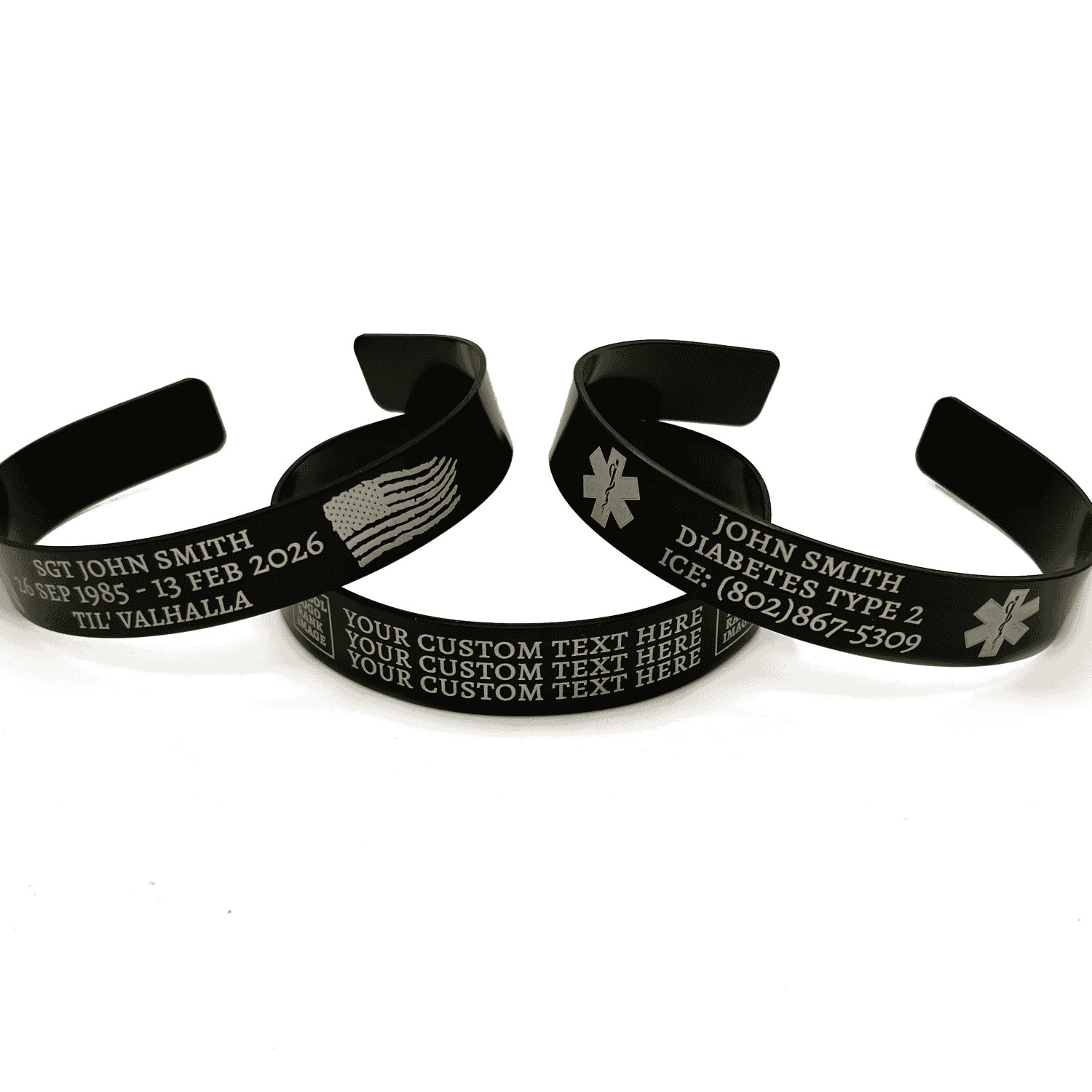 Personalized Memorial Bracelet Cuff Emotional Support Medical Alert Aluminum
