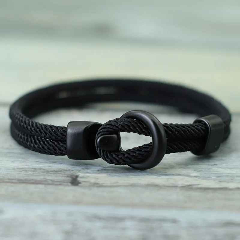 Fashion Men Paracord Rope Bracelet 2 Layer Outdoor Camping Survival Gift for Him