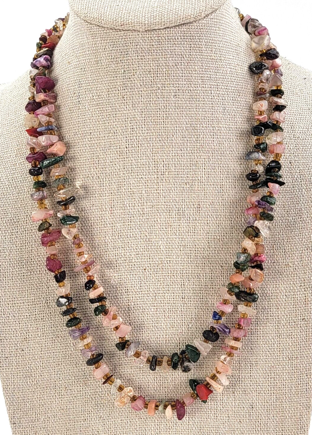 Multicolor Agate Chip Beaded Necklace 35 in Endless No Clasp