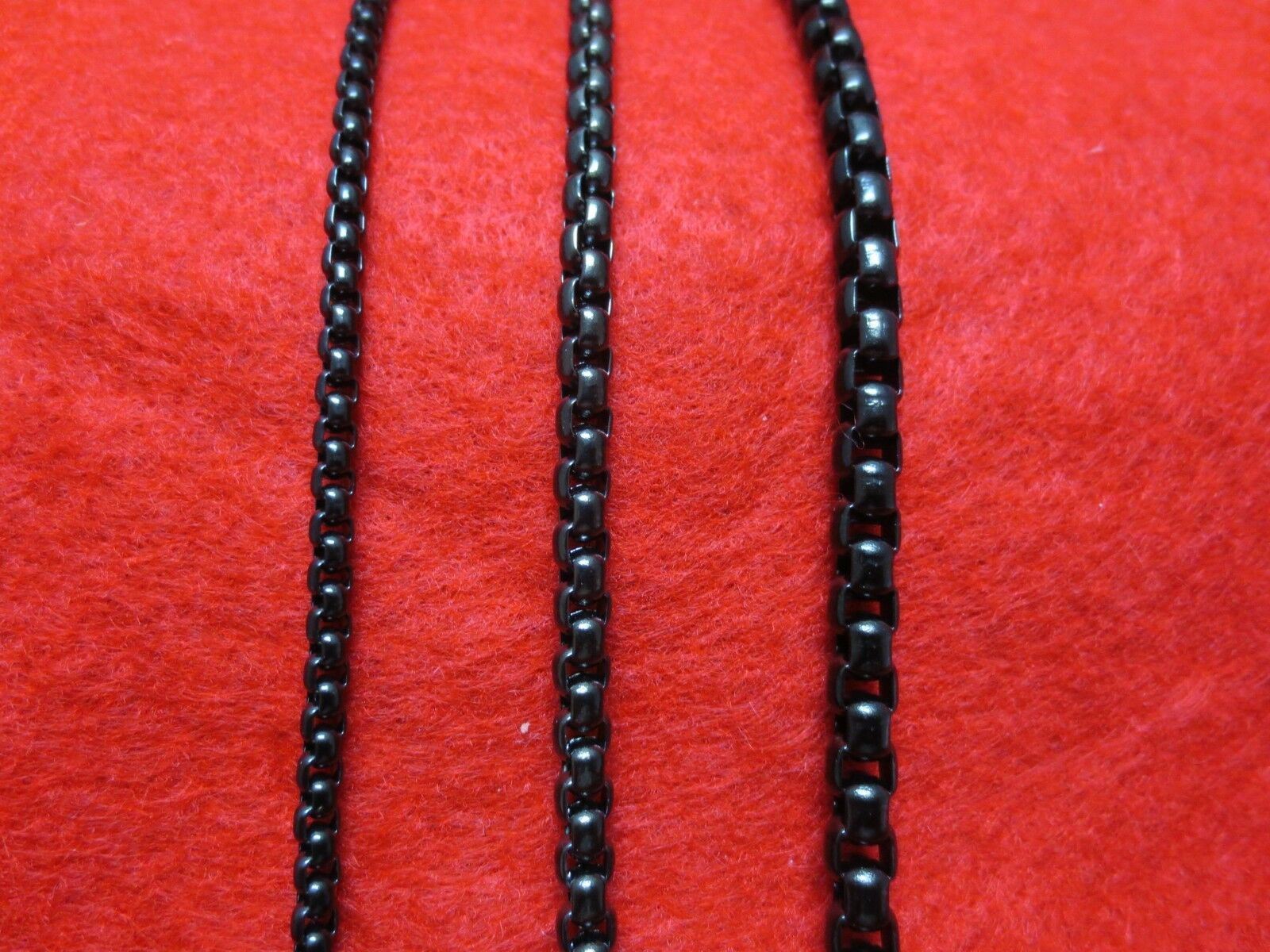 7″-42″ 3/4/5MM BLACK PLATED STAINLESS STEEL SMOOTH BOX CHAIN NECKLACE -BLACK