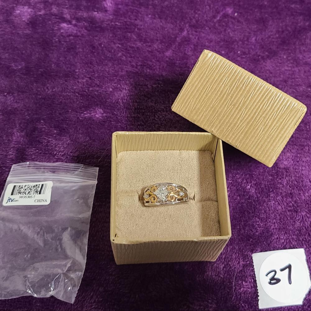 Moissanite Fire 0.86ctw Platineve & 14k Yellow Gold over Platineve 2 Tone Ring