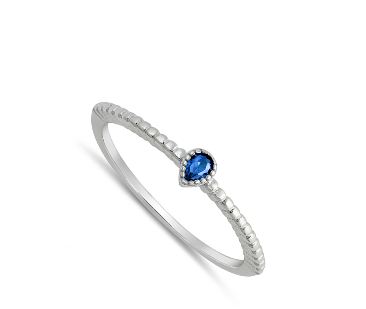 Blue CZ Stackable Midi Cute Ring .925 Sterling Silver Band Sizes 4-10
