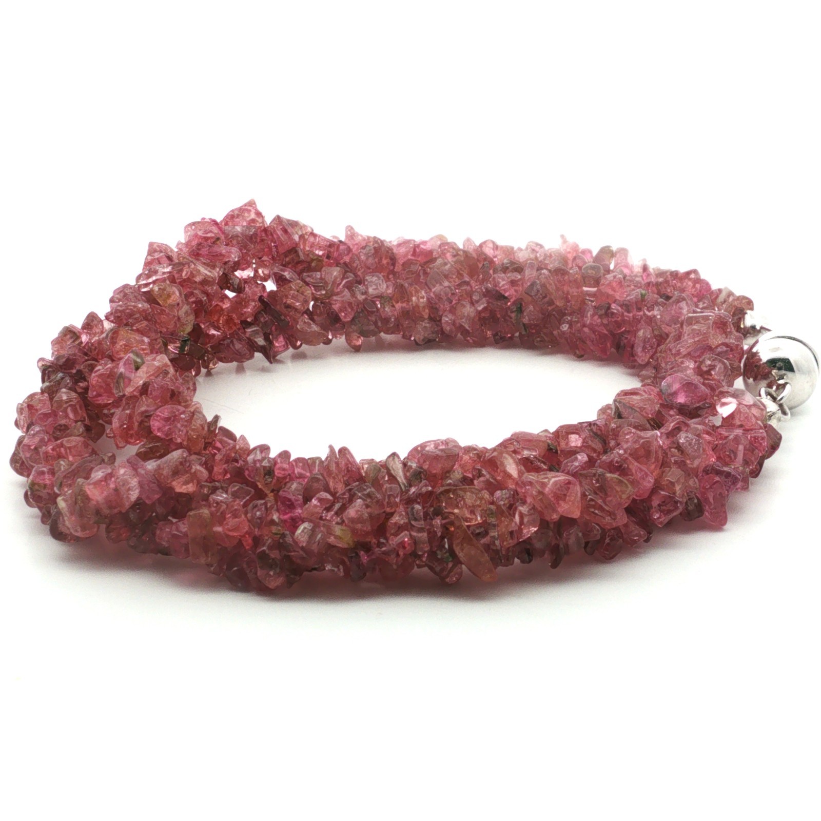 Natural Pink Tourmaline Uncut Chip Necklace 45cm 925 Sterling Silver Rhodium