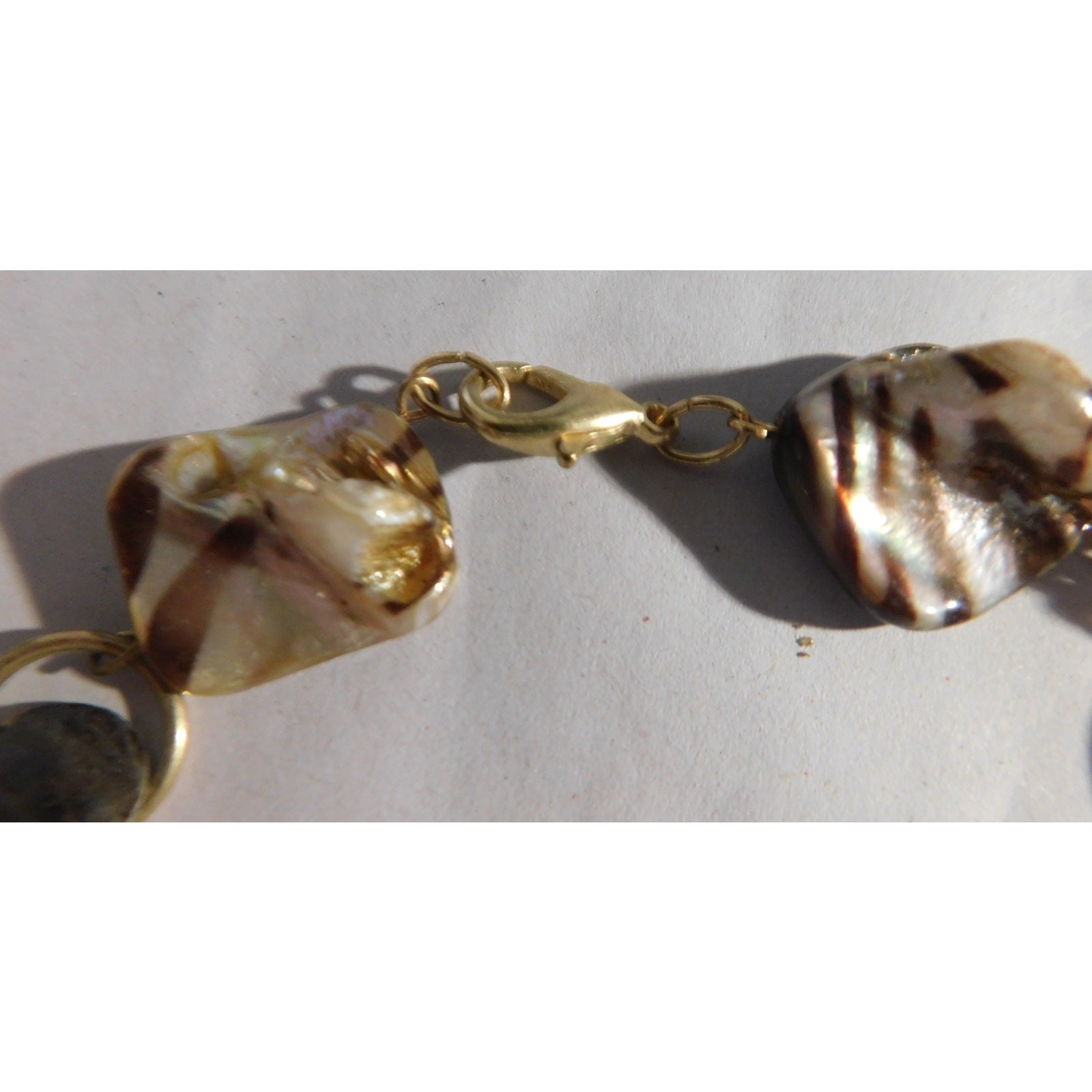 Gold Tone Stone, Glass, Metal Bead Necklace One Strand Preowned