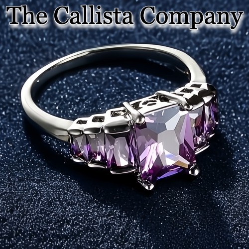 CALLISTA CO | LAB-CREATED RADIANT CUT PURPLE 3A+ CZ | 7-STONE SILVER RG SZ 6-9
