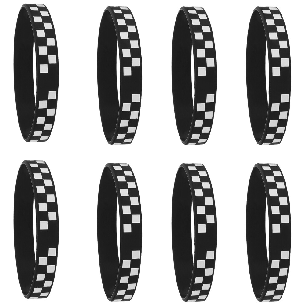 12PCS Silicone Checkered Wristbands Bracelets for Car Party Sports Event