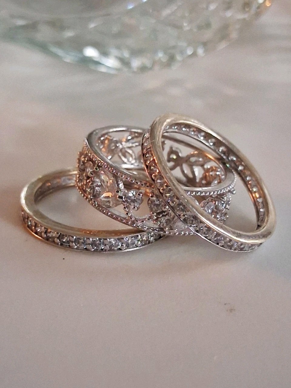 Designer 3 Ct Simulated Diamond 3-piece Eternity Band Ring Set Size 7 Sterling