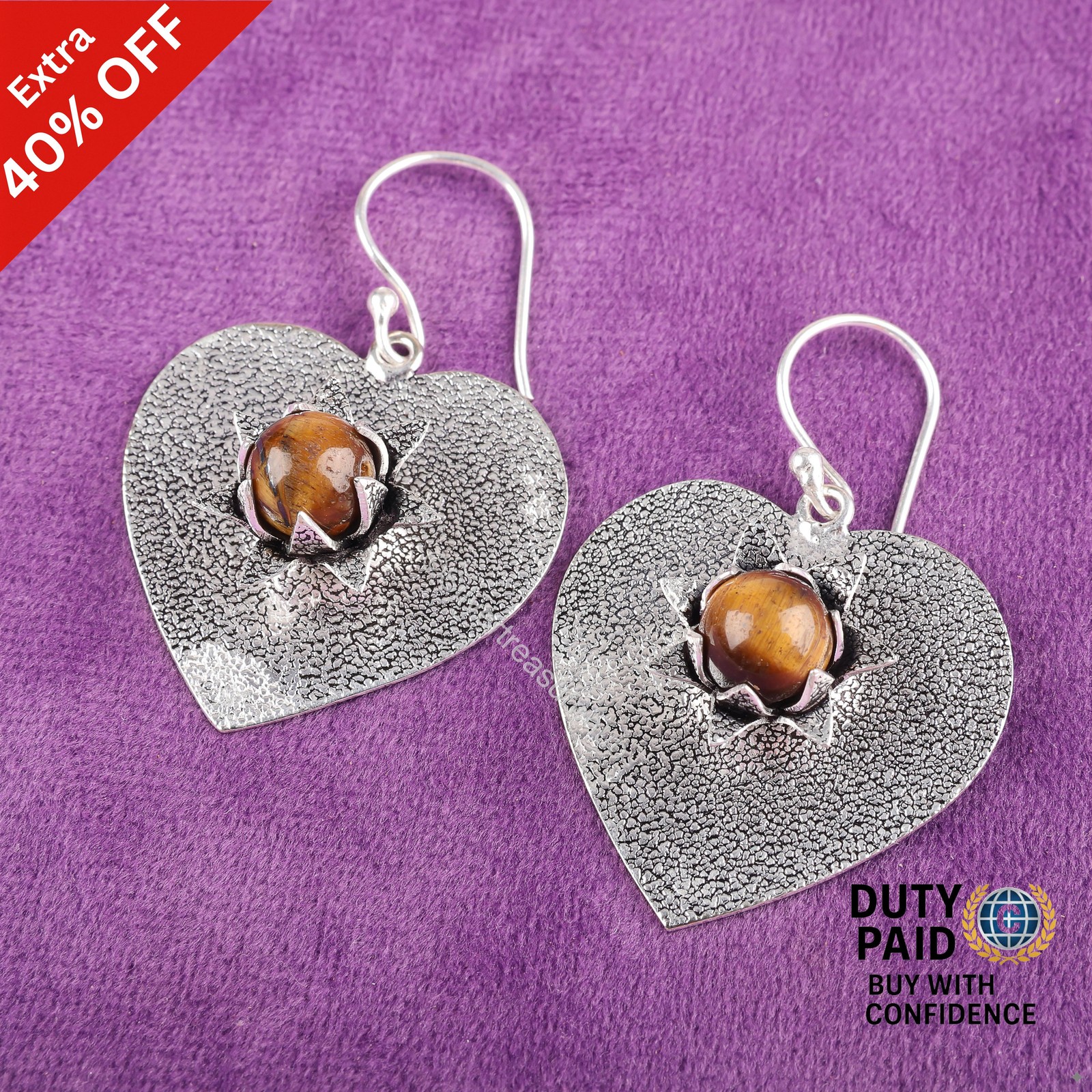 925 Silver Yellow Tiger Eye Gemstone Beaded Daughter Wedding Earrings Jewelry