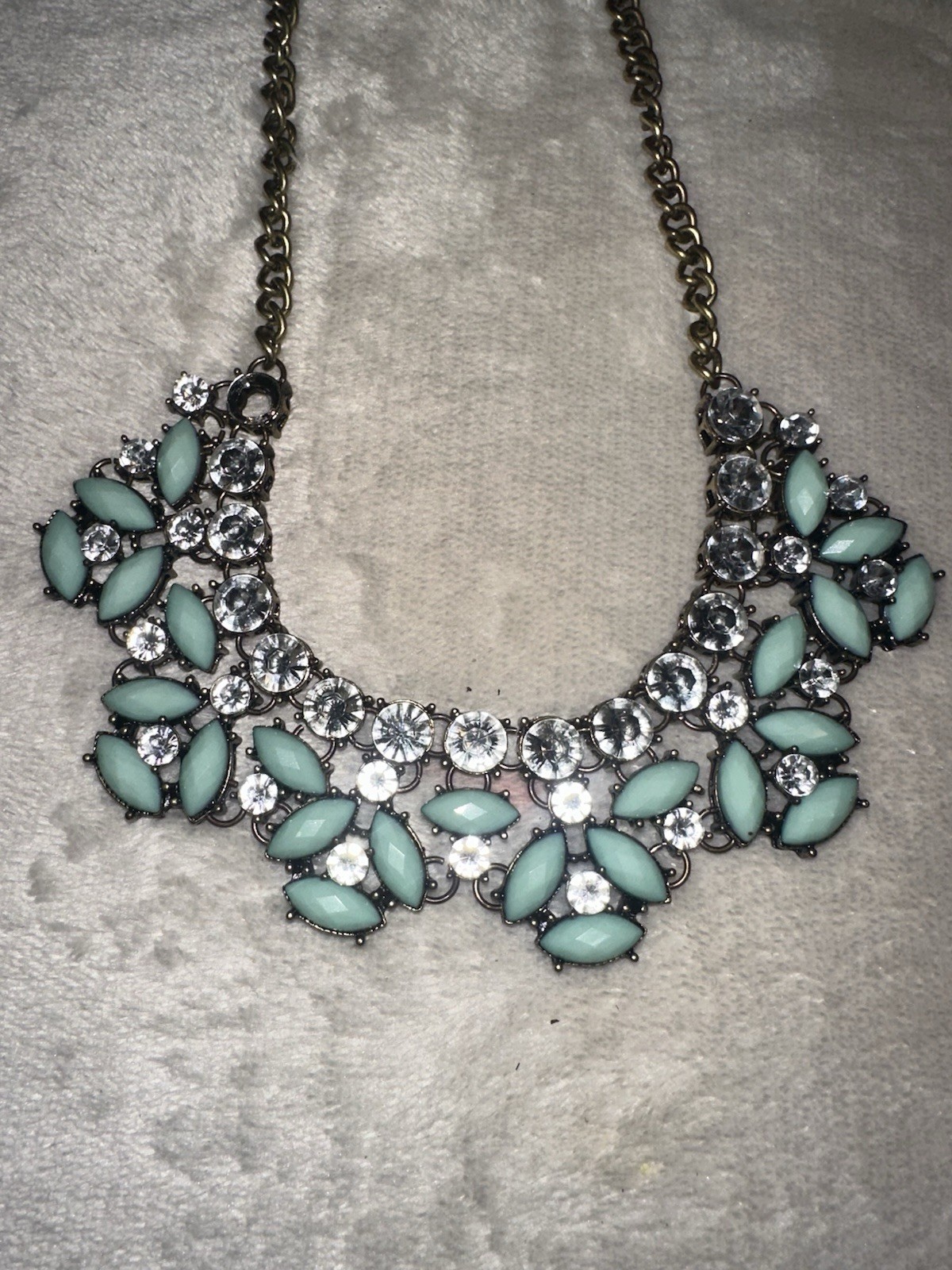Anthropologie Turquoise Rhinestone Choker Bibb Necklace!! Read description!