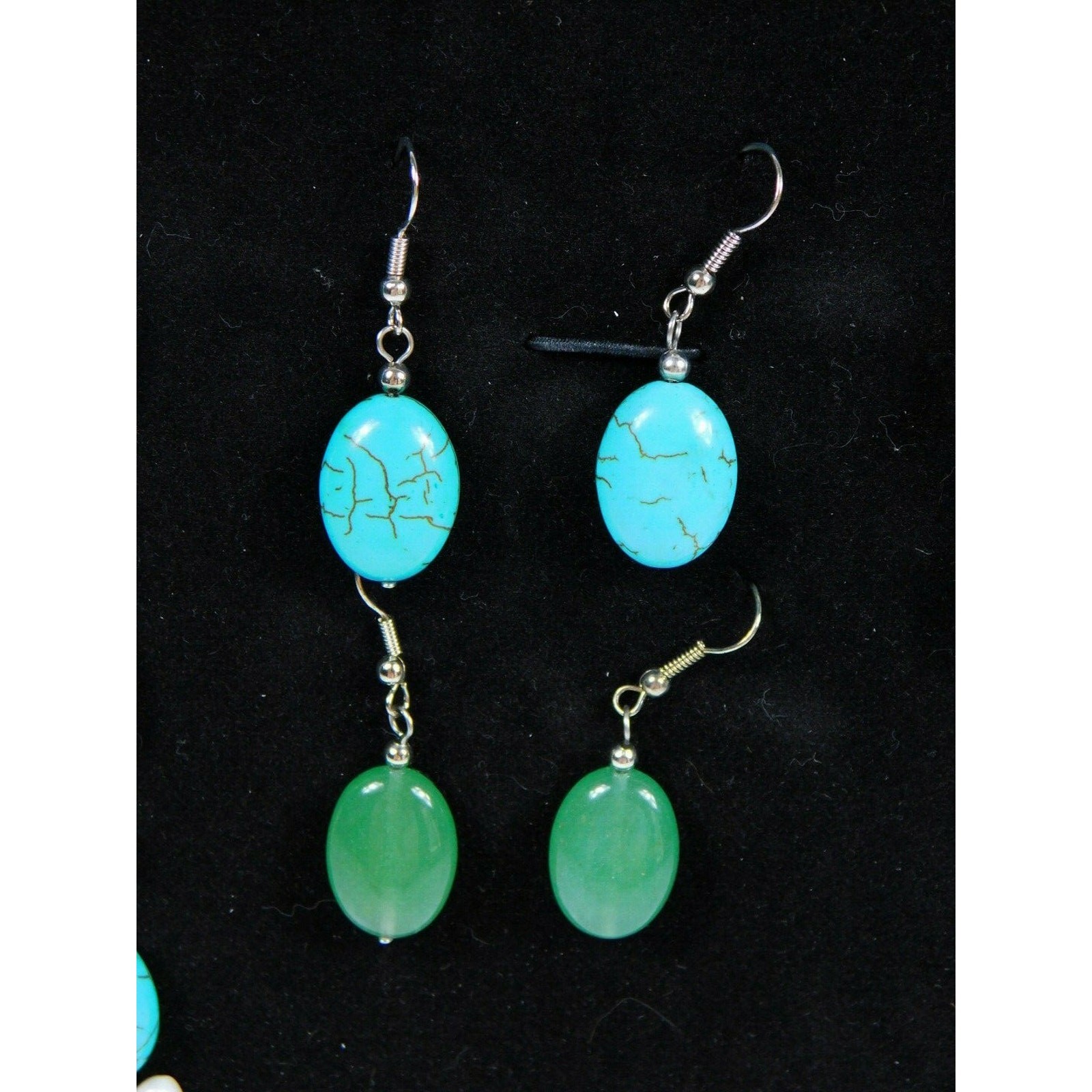Turquoise Dyed Magnesite Aventurine Freshwater Pearl Necklace & Earrings Set NIB
