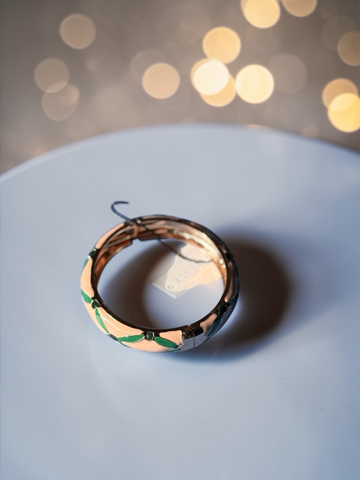 Bangle Bracelet Hinged Pink & Green Gold-tone Brand Avenue 9 NWT