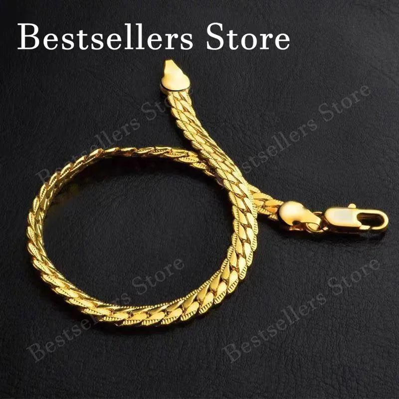 Gold Tone Geometric Link Bracelet for Women Fashion Chain Jewelry 20cm US