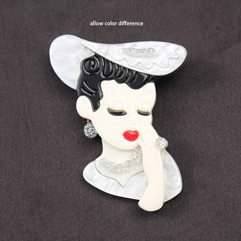 Acrylic Modern Lady Girl Fashion Brooches Women Men Lapel Pins Jewellery Gift