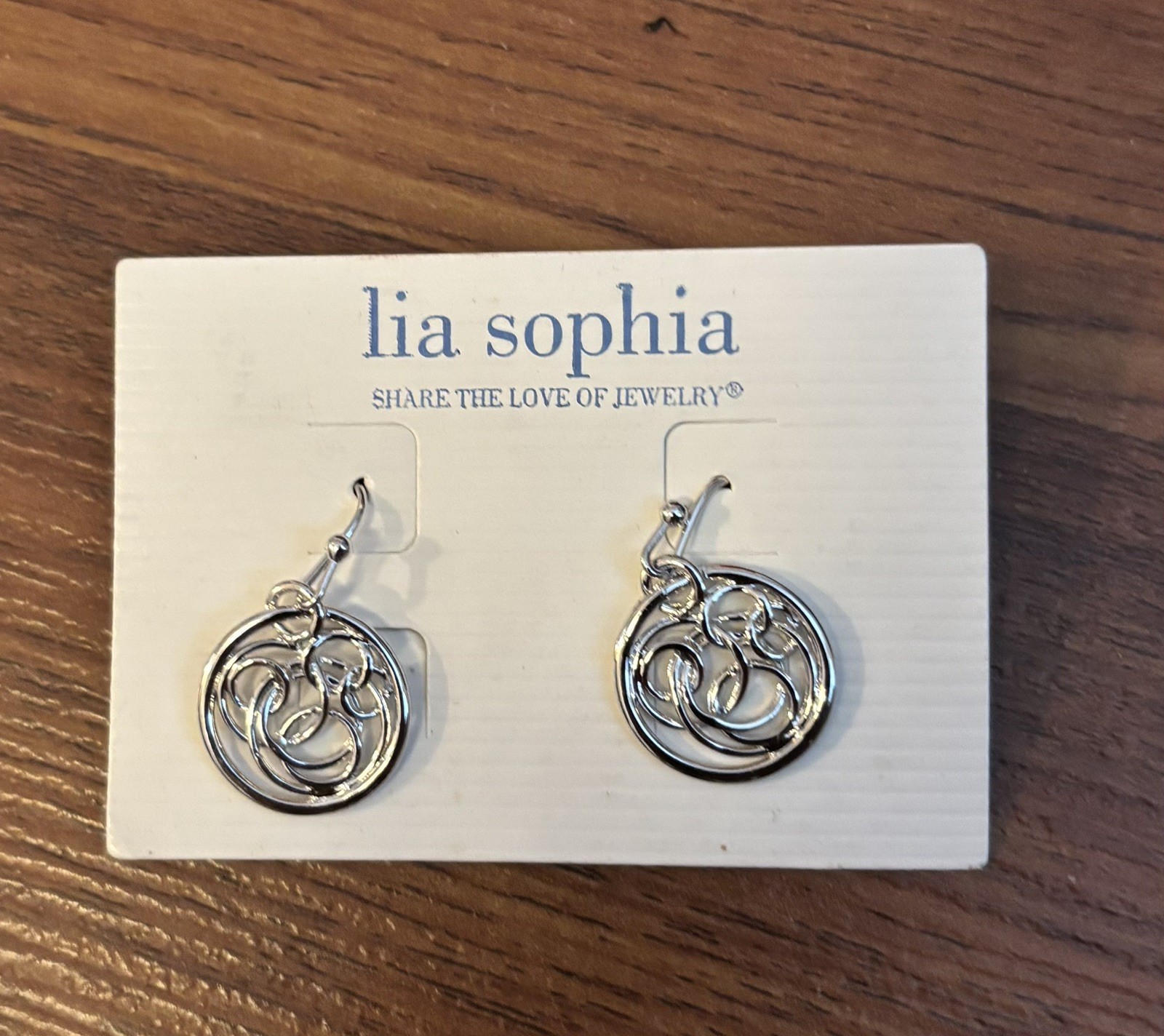 New Lia Sophia Silver Tone Dangle Hook Earrings