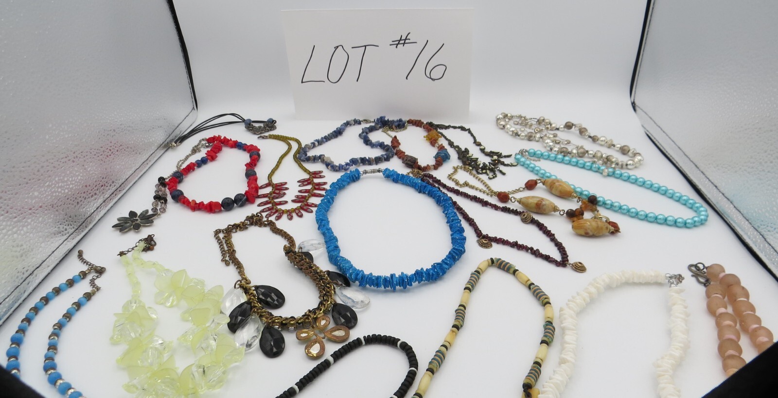 Costume Jewelry Lot 19 Short Necklaces 15″-20″ Resale #16