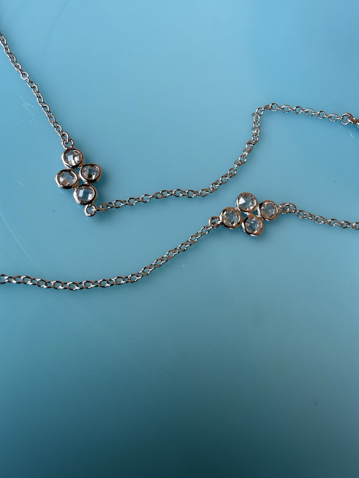 38.5” Designer Freida Rothman Sterling Silver CZ Cluster Station Necklace 8.7g