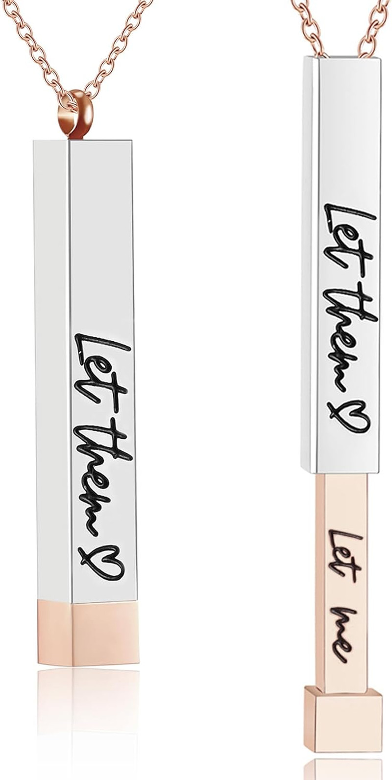 Be Kind of a B Necklaces for Women, Inspirational Vertical Bar Square Tubes Pend