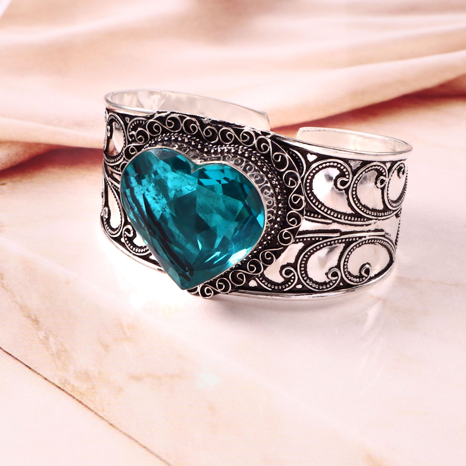 Handmade Blue Topaz Sterling Silver Cuff Bracelet