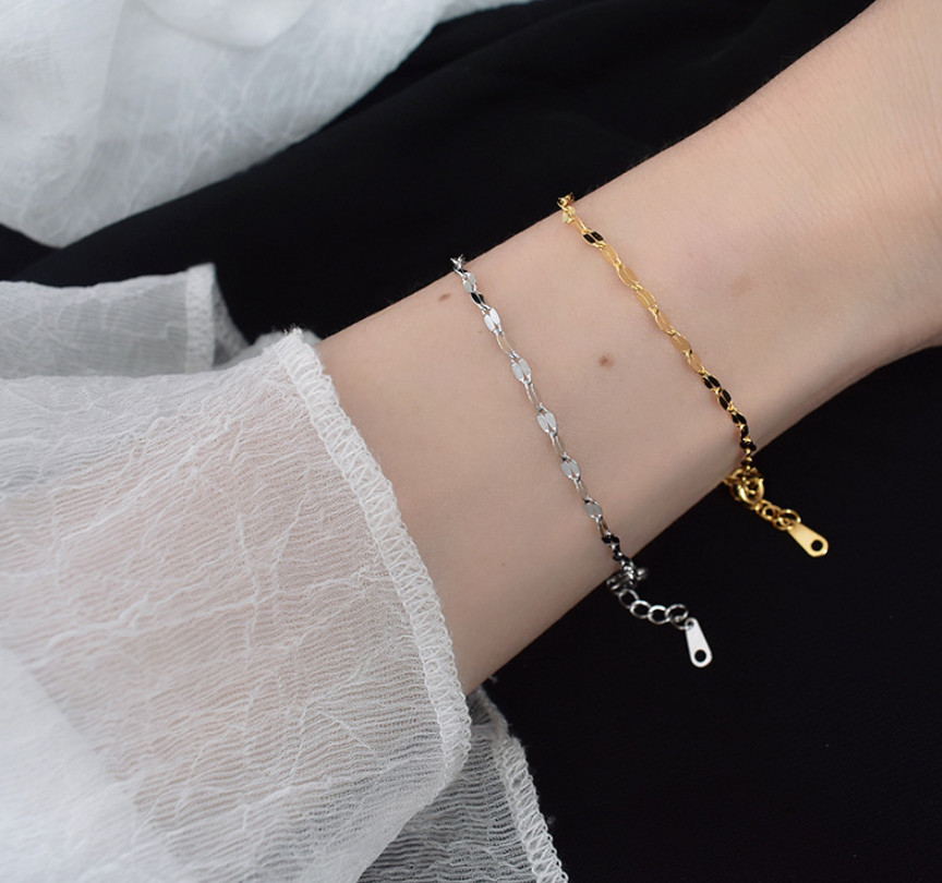 Women Girl 6+2″ Stainless Steel 18K Gold Plated Ona Confetti Bracelet Chain PE10
