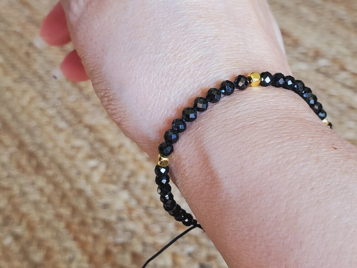 Natural Black Tourmaline Bracelet Protection Crystal Healing Bracelet