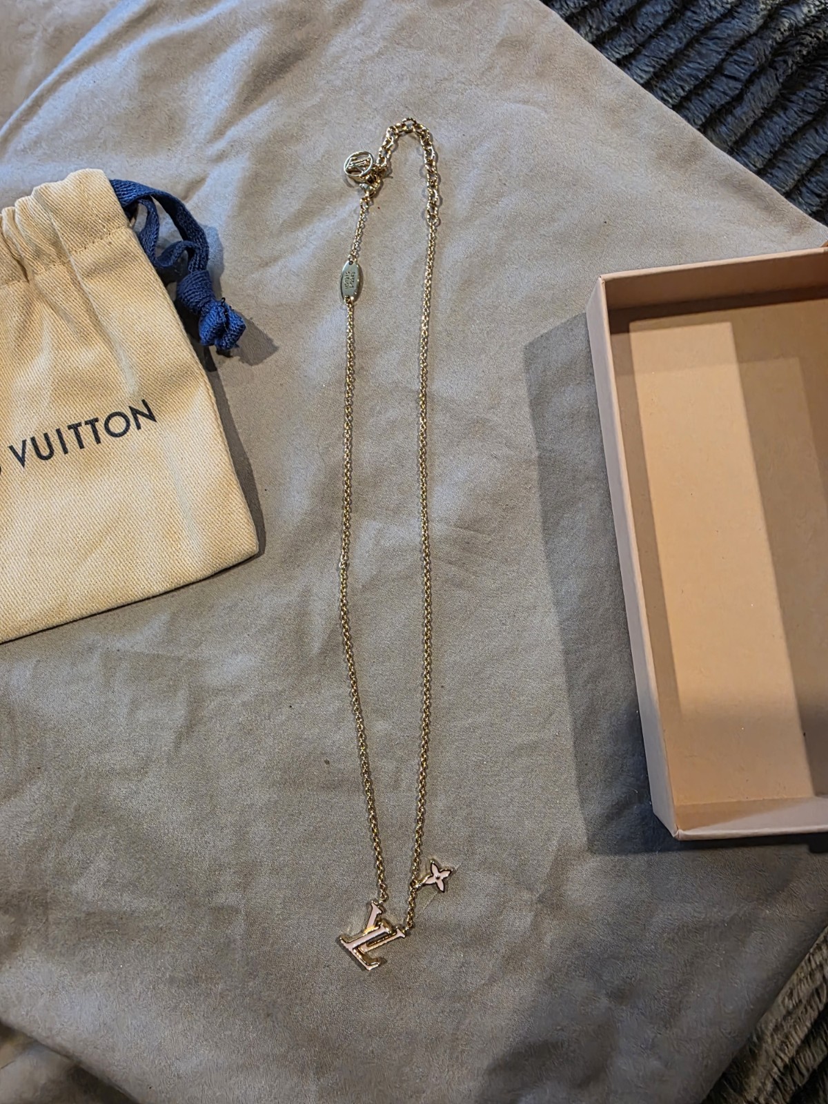 AUTH LOUIS VUITTON LV ICONIC ENAMEL GP NECKLACE M01215 PINK GOLD WOMEN’S F/S