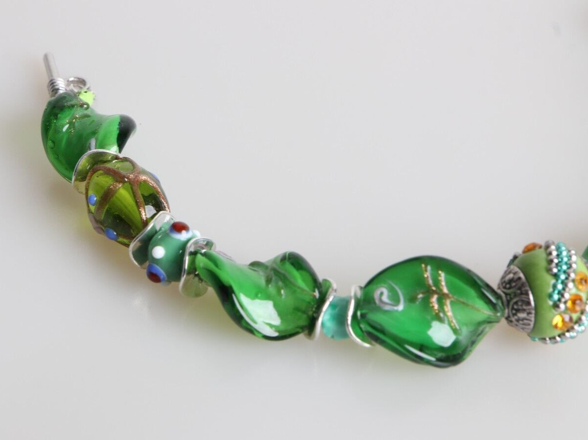 Pulsera Casual Para Mujeres Cuentas Verdes Piedras Preciosas Natural Cristal