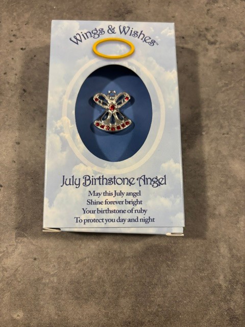 New Wings and Wishes July Birthstone Angel pin