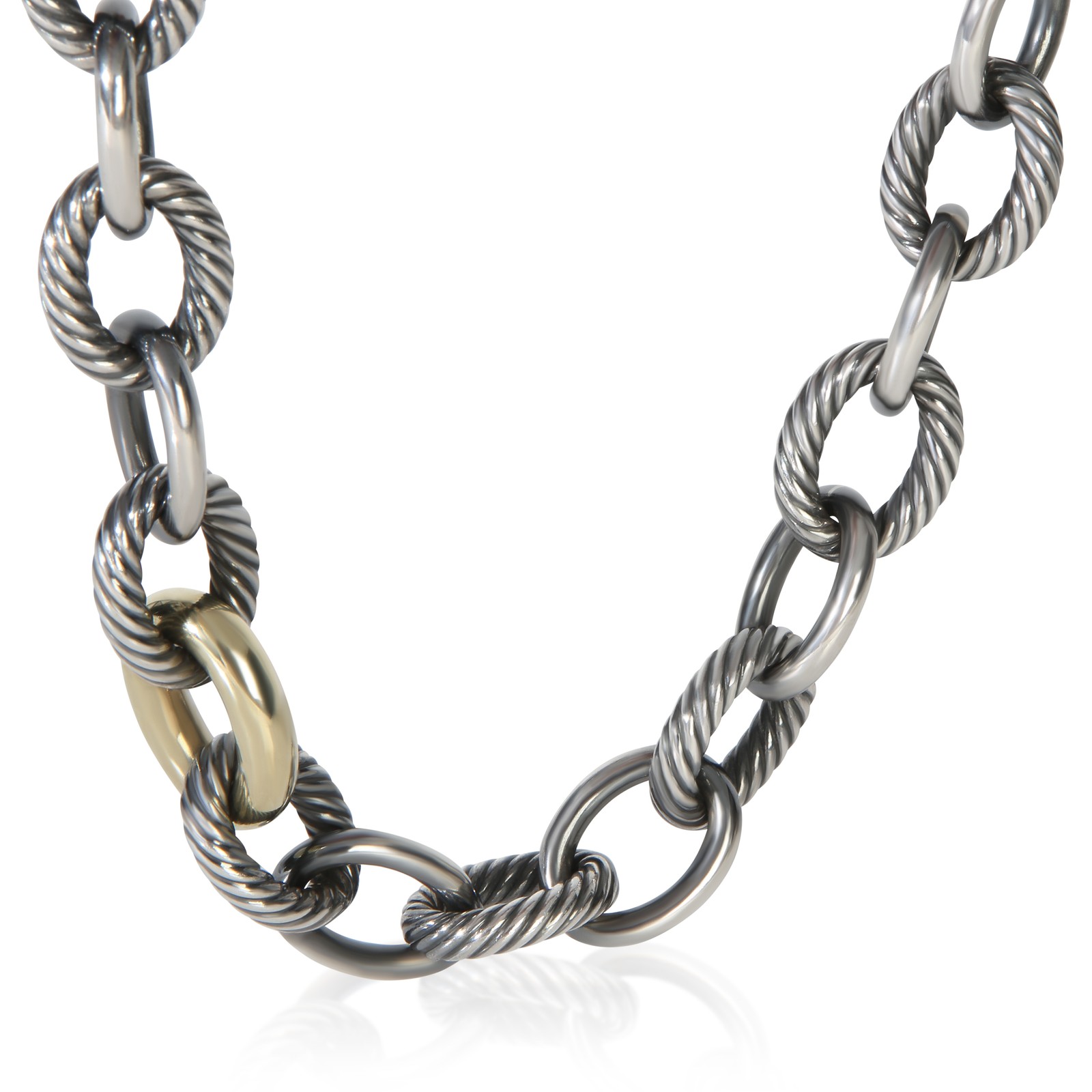 David Yurman 1/5 18K Yellow Gold & Sterling Silver Oval Link Necklace
