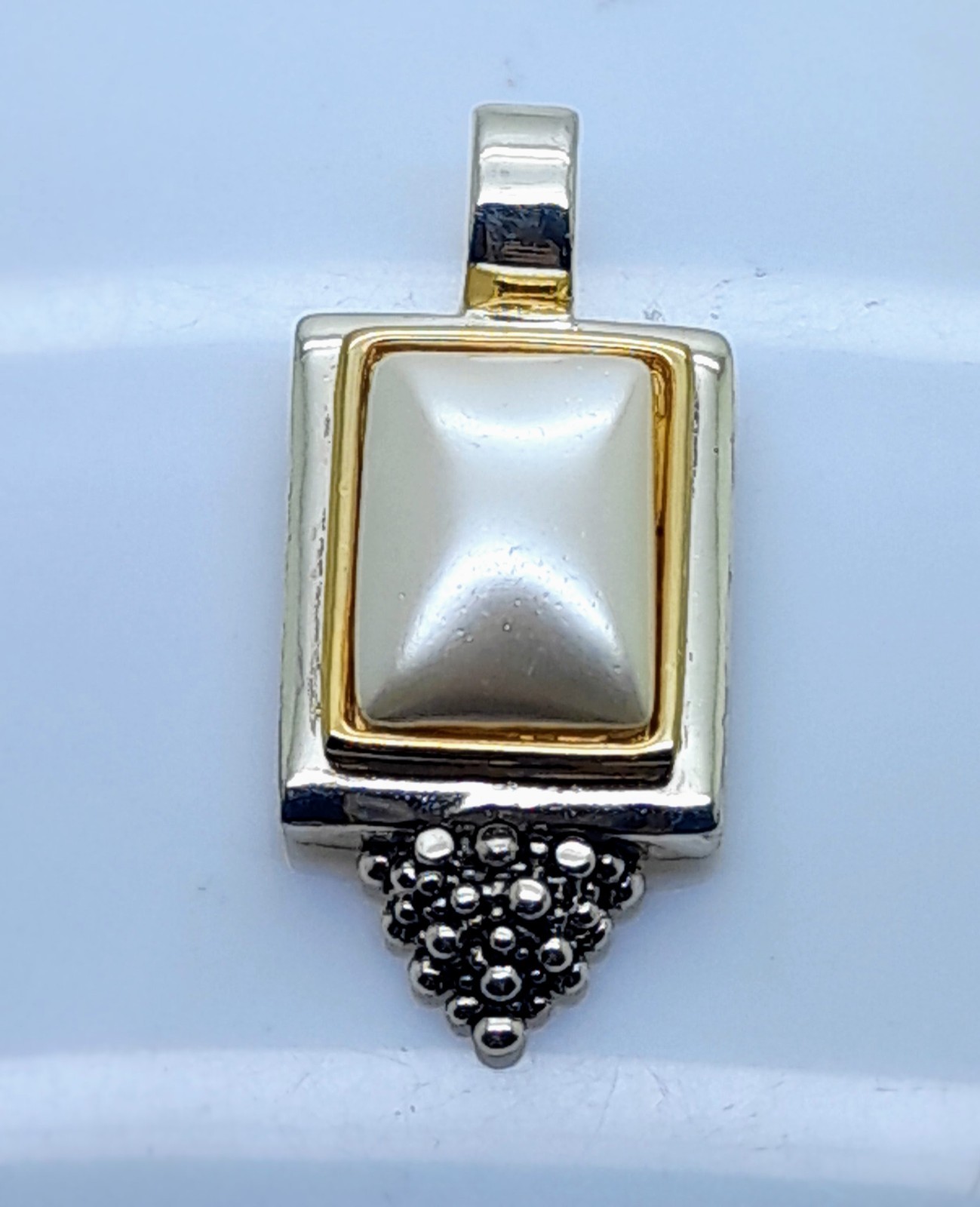 Vintage two tone rectangular Shape cream faux pearl fashion jewelry Pendant
