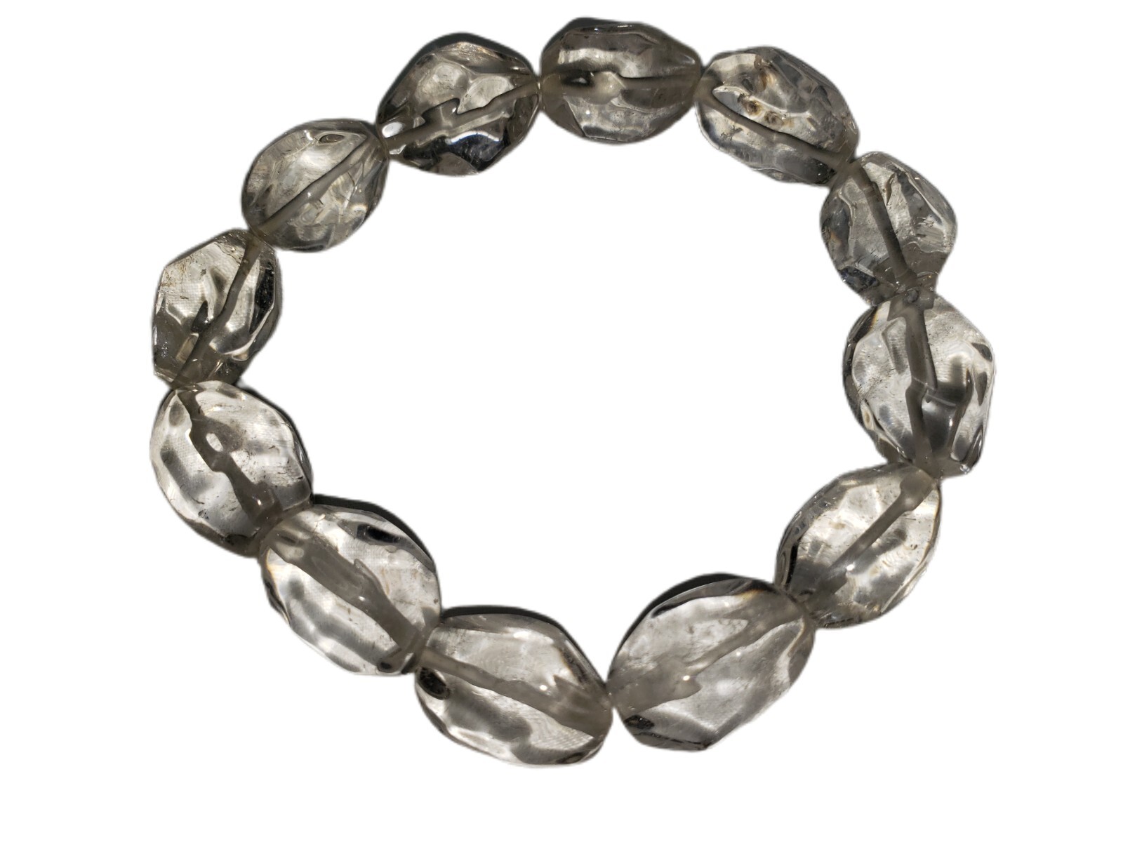 Faceted Large Crystal Quartz Bead Stretch Bracelet Beautiful 2mm x 1.5mm Beads