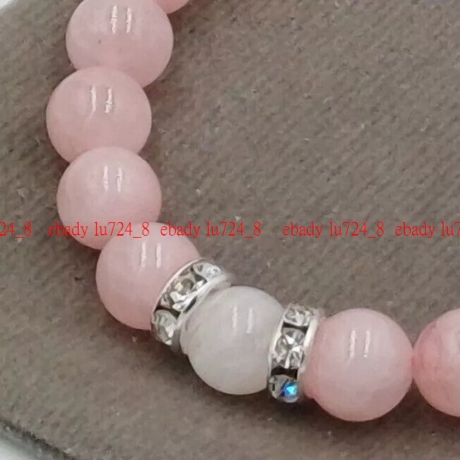 Handmade Rose Quartz Moonstone Crystal Healing Gemstone Bead Bracelet 6/8mm 7-9″