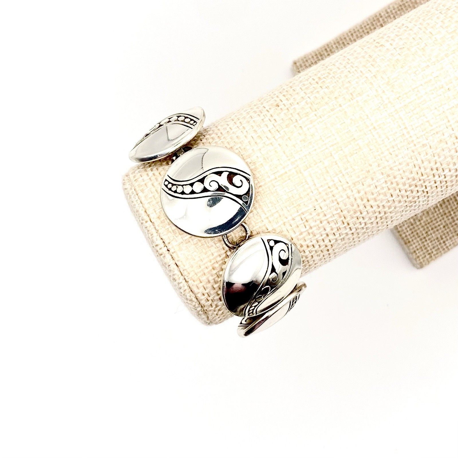 Brighton Silver Tone Concave Disk Bracelet Wave Boho Retro A La Mode Bohemian