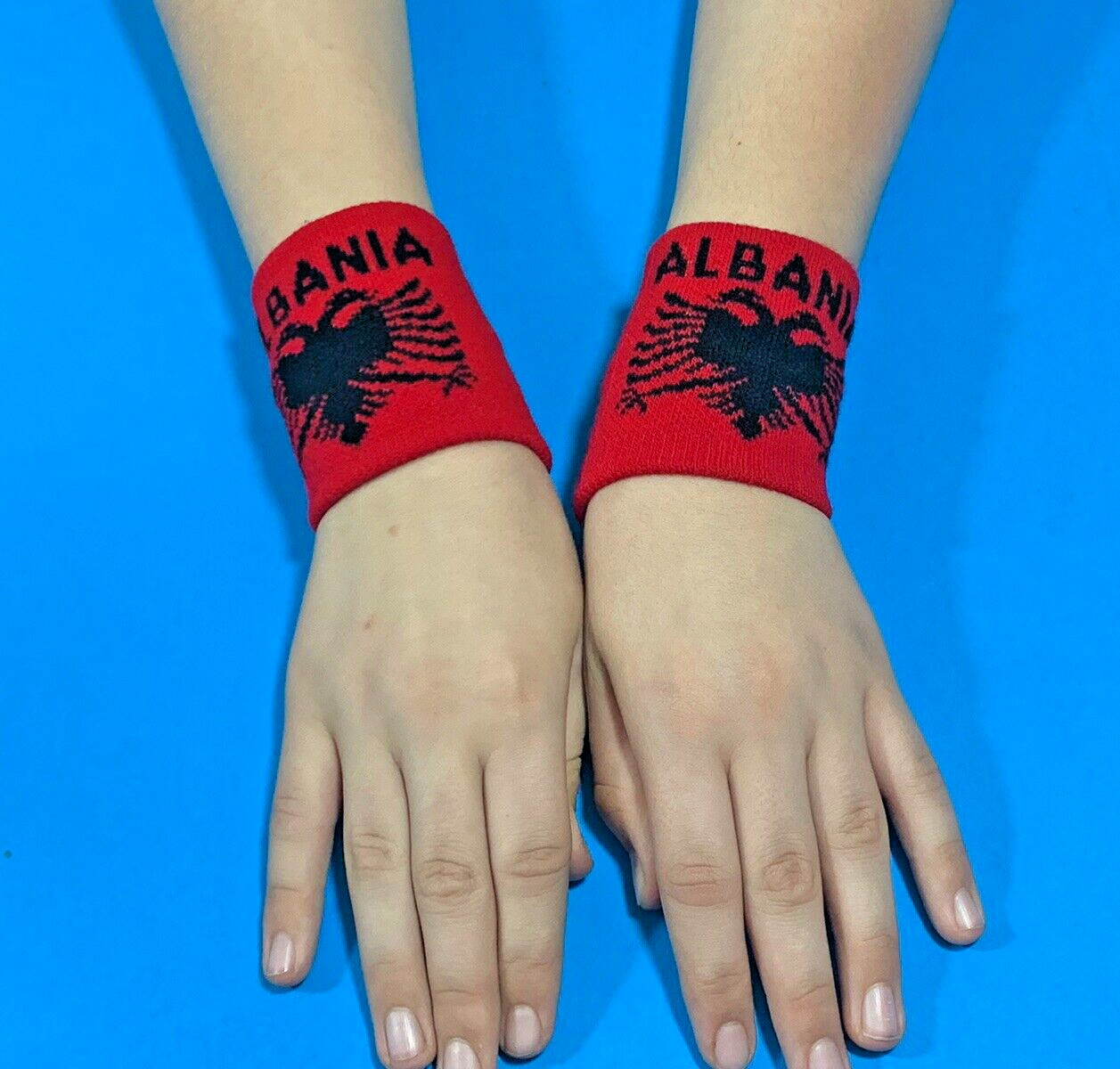 NEW ALBANIA FLAG 2WRIST BAND-ELASTIC FLAG SPORT UNISEX BRACELET-ALBANIA SOUVENIR